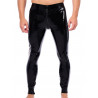 Pantalon latex rayé zip entrejambe de face