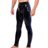 Pantalon latex rayé zip entrejambe noir et bleu