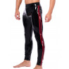 Pantalon latex rayé zip entrejambe noir et rouge