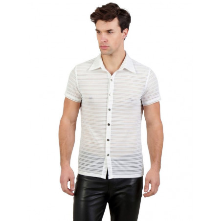 Chemise blanche homme à rayures de face