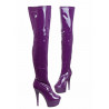 Cuissardes vinyle violettes : profil et face