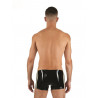 Short latex homme noir et blanc de dos