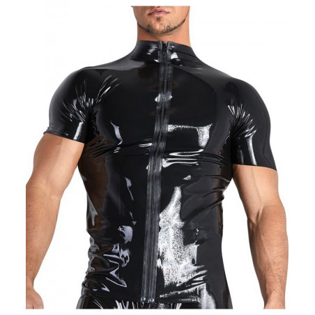 Chemise latex zippée homme de face