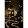 Menottes luxe noir et or, et collier laisse assorti