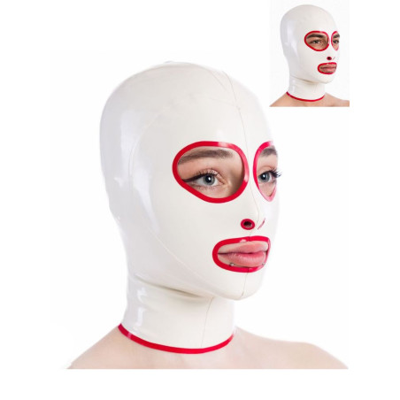 Cagoule latex blanche et rouge